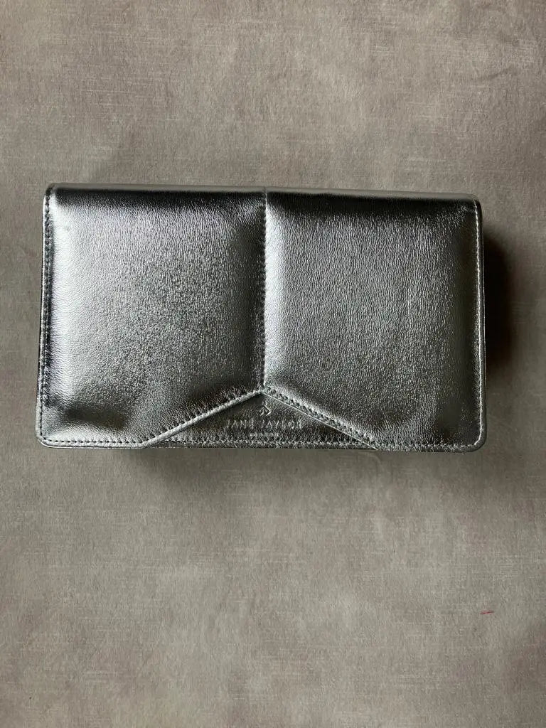 Metallic Silver Leather Clutch Jane Taylor Design