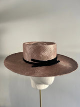 Nixi Boater in Straw with Velvet Bows Jane Taylor London
