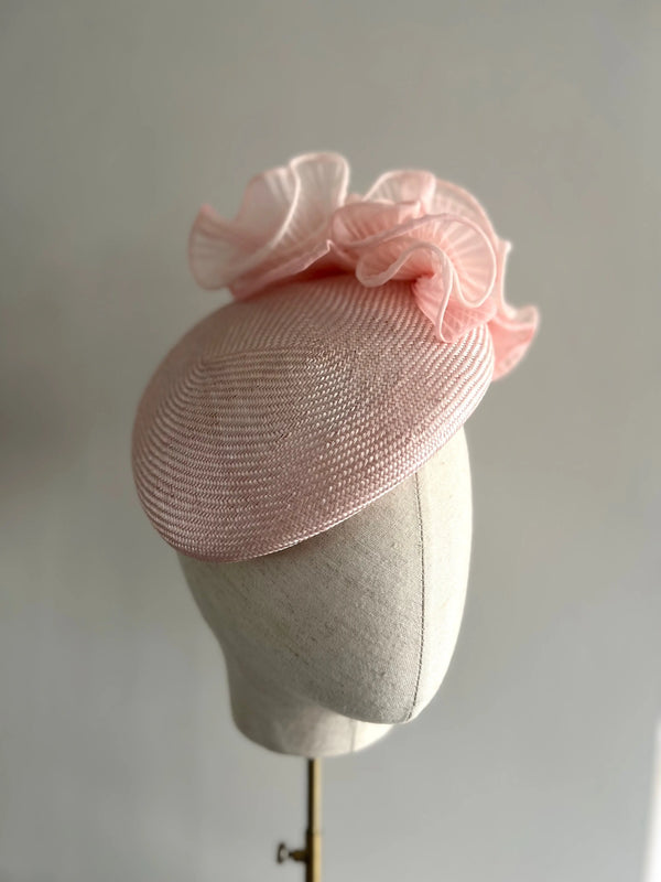 Teardrop Cocktail Hat with Pleated Organza - Pink Jane Taylor London