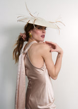 Artemise Hat with Feathers and Pearls in Ivory