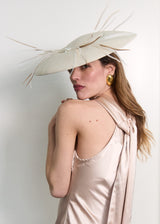 Artemise Hat with Feathers and Pearls in Ivory
