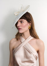 Hestia Hat in Straw with Buntal Bow in Ivory