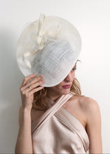 Hestia Hat in Straw with Buntal Bow in Ivory