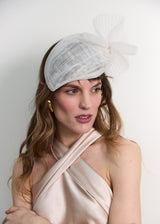 Selene Straw Cocktail Hat in Ivory
