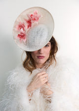 Gaia Hat in Sinamay with Orchids in White