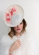 Gaia Hat in Sinamay with Orchids in White