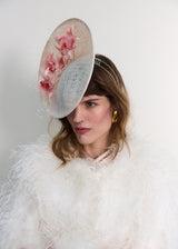 Gaia Hat in Sinamay with Orchids in White
