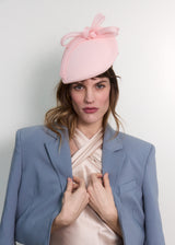 Persephone Hat in Crepe with Organza Bow in Pink