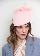 Persephone Hat in Crepe with Organza Bow in Pink