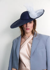 Iris Hat in Straw with Crin and Quills in Navy