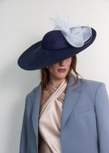 Iris Hat in Straw with Crin and Quills in Navy
