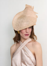 Mini Mena in Straw with Organza Loops in Nude