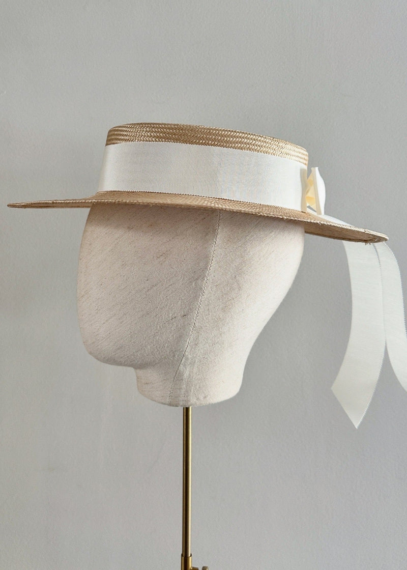 Children's Boater in Straw with Bow