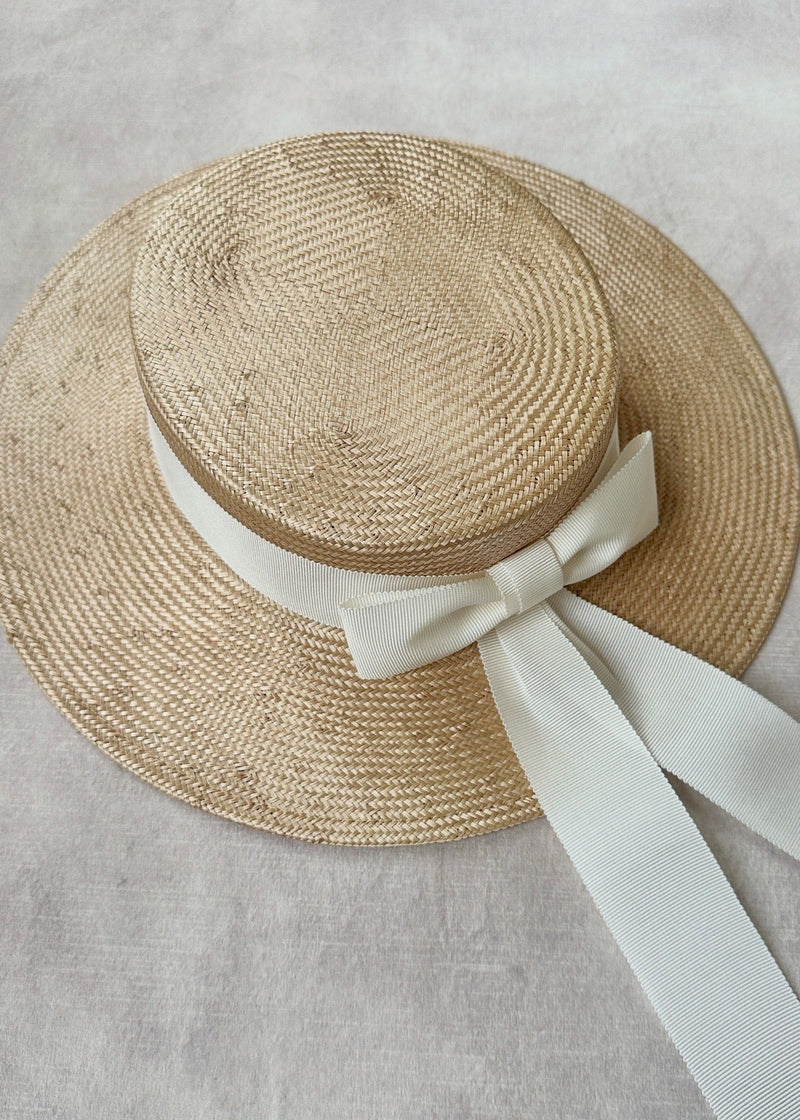 Children's Boater in Straw with Bow