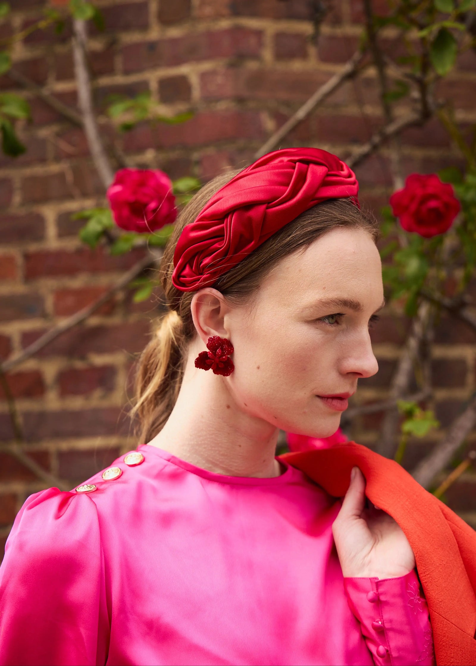 Antheia Headband in Satin in Red - Jane Taylor London