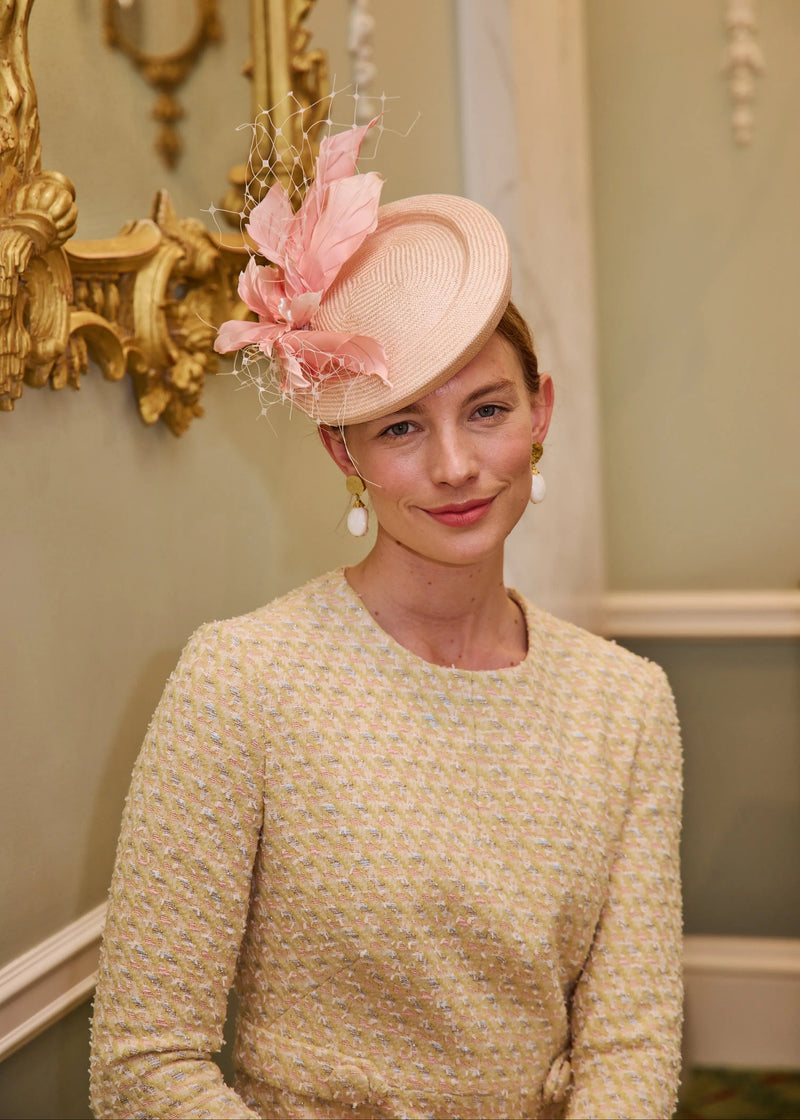 Athena Hat in Straw with Leaves and Veiling Jane Taylor London