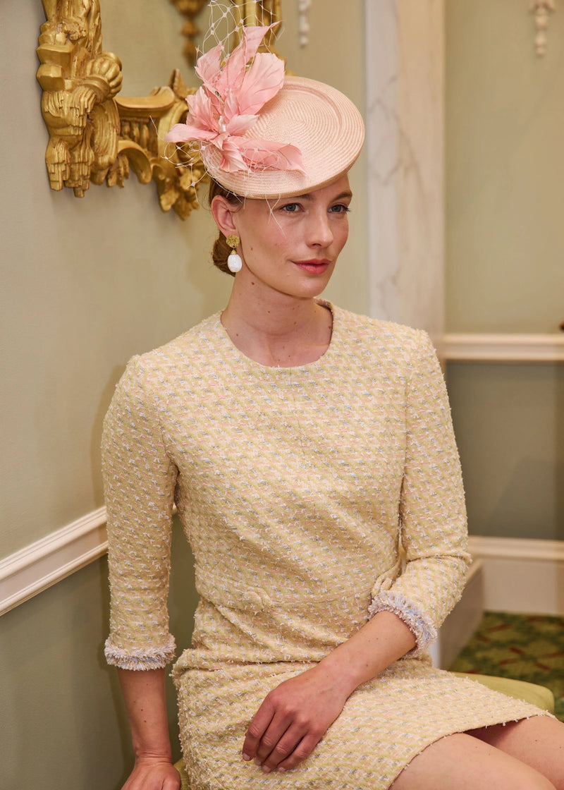 Athena Hat in Straw with Leaves and Veiling Jane Taylor London