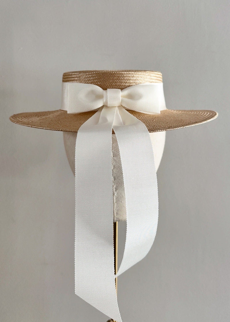 Children's Boater in Straw with Bow
