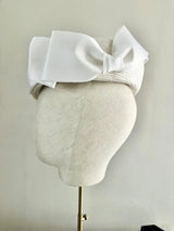 Beret with Satin bow - White Jane Taylor London
