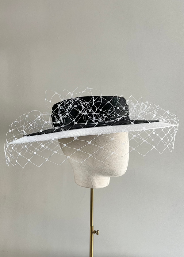 Boater Hat in Two Tone Sinamay Jane Taylor London
