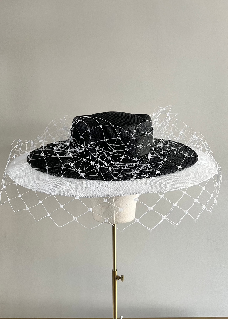 Boater Hat in Two Tone Sinamay Jane Taylor London