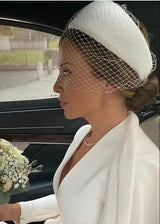 Bridal Bia Halo ® in Crepe with Crystal Spotted Veil Jane Taylor Design