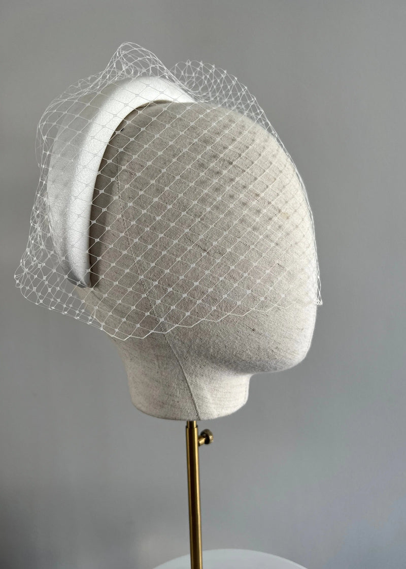 Bridal Cora Satin Headband with Veil Jane Taylor Design