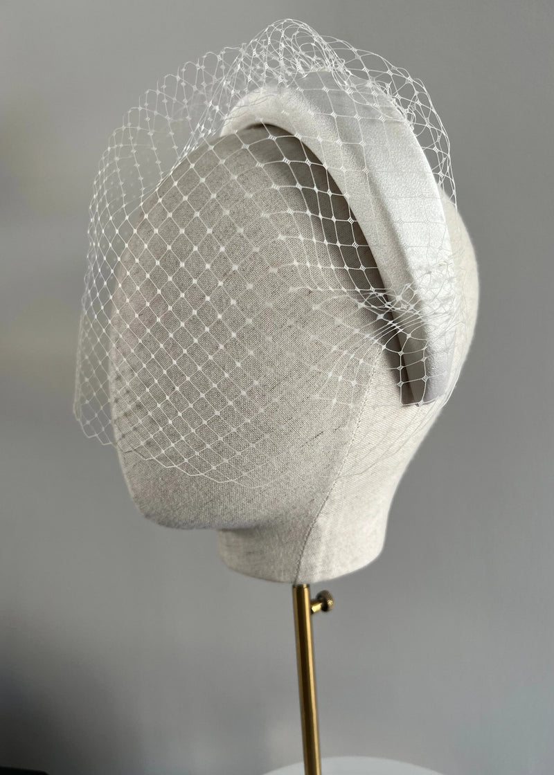 Bridal Cora Satin Headband with Veil Jane Taylor Design