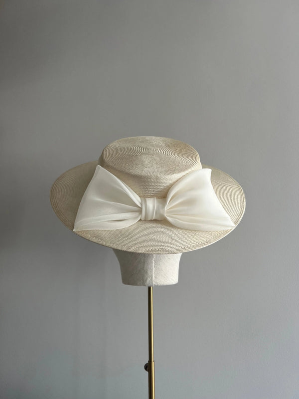 Child's Classic Straw Boater with Organza Bow Jane Taylor London