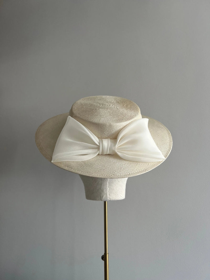 Child's Classic Straw Boater with Organza Bow Jane Taylor London