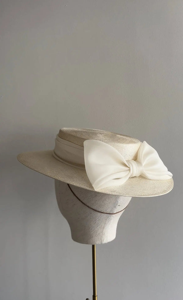 Child's Classic Straw Boater with Organza Bow Jane Taylor London