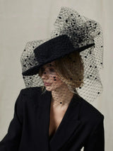 Copy of Nixi Boater with Veiling - Black Jane Taylor London
