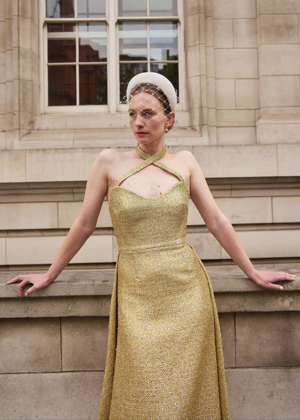 Crescent Moon Band® in Crepe with Vintage Veil Jane Taylor London