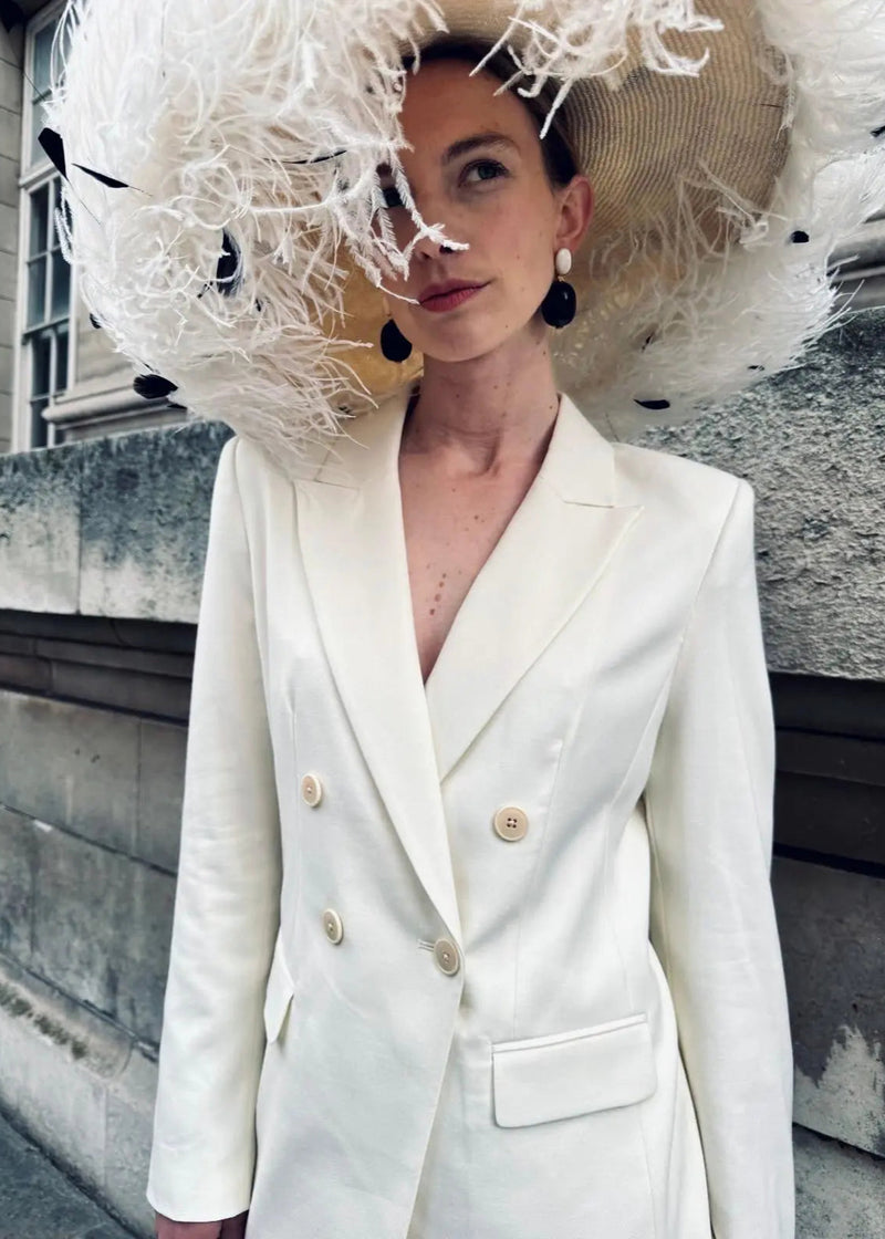 Enid Boater with Feather Boa in Ivory Jane Taylor London
