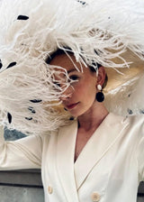 Enid Boater with Feather Boa in Ivory Jane Taylor London