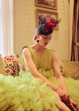 Enyo Hat with Rose in Black Jane Taylor London