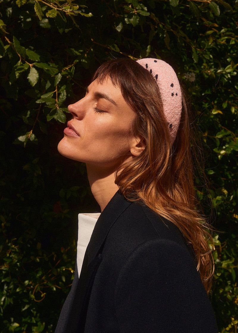 Vintage Tweed Headband in Blossom Pink