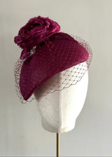 Fold Hat with Rose and Veiling in Pink Jane Taylor London