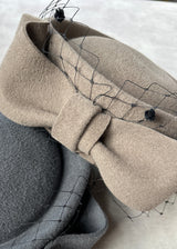 Delia Felt Pillbox with Bow in Mink