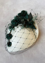 Persephone in Ivory Straw with Dark Green Orchid