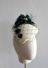 Persephone in Ivory Straw with Dark Green Orchid