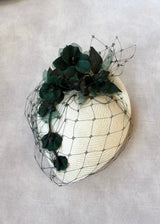 Persephone in Ivory Straw with Dark Green Orchid
