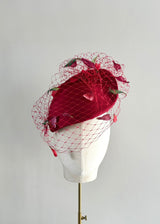 Red Persephone with handmade Carnation petals and soft veil