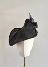 Mini Mena in Straw with Organza Loops in Black