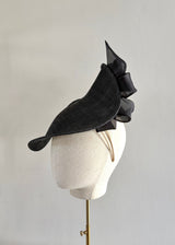 Mini Mena in Straw with Organza Loops in Black