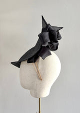 Mini Mena in Straw with Organza Loops in Black