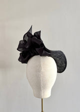 Mini Mena in Straw with Organza Loops in Black
