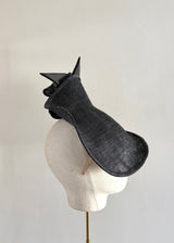 Mini Mena in Straw with Organza Loops in Black