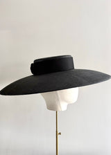 Theia Boater Hat in Pinokpok with Satin Band in Black