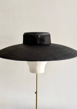 Theia Boater Hat in Pinokpok with Satin Band in Black